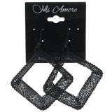 Black Diamond Shaped Metal Dangle-Earrings