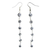 Silver-Tone Metal Dangle-Earrings With Crystal Accents #LQE4283