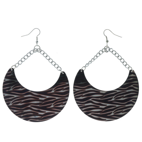 Purple & Silver-Tone Colored Metal Dangle-Earrings