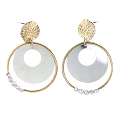 Gold-Tone & Silver-Tone Metal Dangle-Earrings Crystal Accents