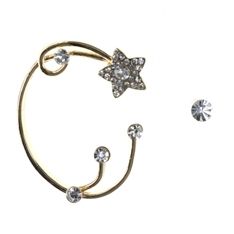 Star Ear Wrap Stud-Earrings Crystal Accents Gold-Tone & Silver-Tone