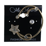 Star Ear Wrap Stud-Earrings Crystal Accents Gold-Tone & Silver-Tone