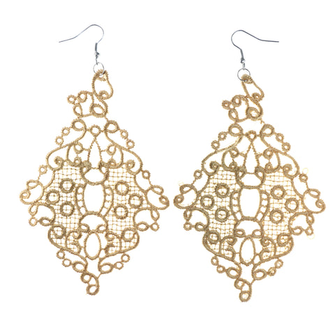Yellow Fabric Dangle-Earrings #LQE4297