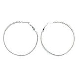 Silver-Tone Metal Hoop-Earrings #LQE4308