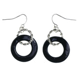Black & Silver-Tone Colored Metal Dangle-Earrings #LQE4317
