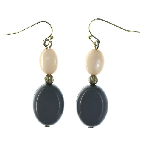 Gray & White Colored Metal Dangle-Earrings #LQE4319