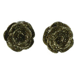Glitter Rose Stud-Earrings Gold-Tone Color  #LQE4331