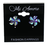 AB Finish Flower Stud-Earrings Purple Color  #LQE4332