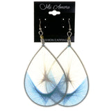String Art Dangle-Earrings White & Blue Colored #LQE4350