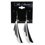 Wing Dangle-Earrings With Crystal Accents White & Black Colored #LQE4369