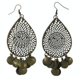 Antique Dangle-Earrings Gold-Tone Color  #LQE4373