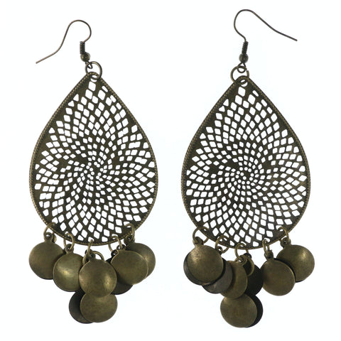 Antique Dangle-Earrings Gold-Tone Color  #LQE4373