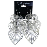 Heart Chandelier-Earrings Silver-Tone Color  #LQE4395