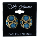 Faceted Stud-Earrings With Bead Accents Blue & Gold-Tone Colored #LQE4404