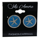 Nautical Starfish Stud-Earrings Blue & Silver-Tone Colored #LQE4409