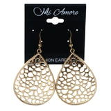 Teardrop Shape Cut Out Dangle-Earrings Gold-Tone Color  #LQE4415