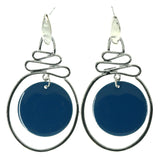 Silver-Tone & Blue Colored Metal Drop-Dangle-Earrings #LQE4432