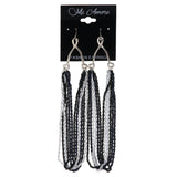 Blue & White Colored Metal Dangle-Earrings With tassel Accents #LQE4477