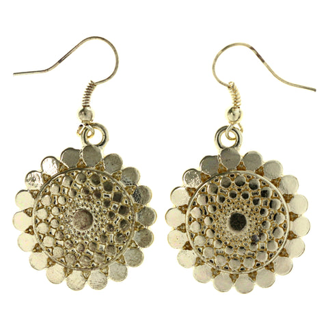 Flower Dangle-Earrings Gold-Tone Color  #LQE4488