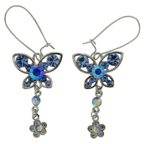 Mi Amore Butterfly Drop-Dangle-Earrings Silver-Tone/Blue