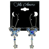 Mi Amore Butterfly Drop-Dangle-Earrings Silver-Tone/Blue