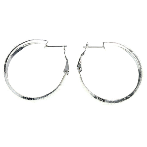 Silver-Tone Metal Hoop-Earrings #LQE4510