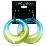 Green & Blue Colored Acrylic Dangle-Earrings #LQE4517