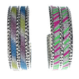 Glitter Sparkle Unique Hoop-Earrings Silver-Tone & Multi Colored #LQE4523
