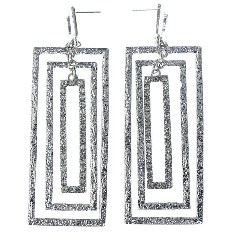 Textured Drop-Dangle-Earrings With Crystal Accents  Silver-Tone Color #LQE4565