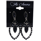 Mi Amore Faceted Drop-Dangle-Earrings Black/Silver-Tone