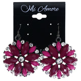 Mi Amore Faceted Flower Dangle-Earrings Pink & Silver-Tone