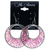 Mi Amore AB Finish Dangle-Earrings Pink/Silver-Tone