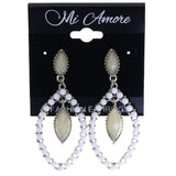 Mi Amore Faceted Drop-Dangle-Earrings White/Silver-Tone