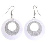 Mi Amore Glitter Sparkle Dangle-Earrings White & Silver-Tone