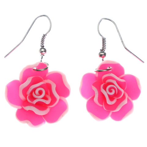 Mi Amore Flower Dangle-Earrings Pink/White