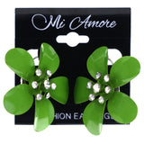 Mi Amore Flower Dangle-Earrings Green/Silver-Tone