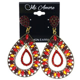 Mi Amore Antiqued Drop-Dangle-Earrings Red/Gold-Tone