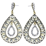 Mi Amore Antiqued Drop-Dangle-Earrings White/Gold-Tone