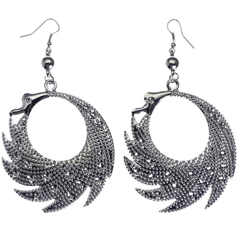 Mi Amore Textured Dangle-Earrings Silver-Tone