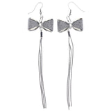 Mi Amore Glitter Sparkle,Bow Dangle-Earrings Silver-Tone