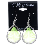 Mi Amore String Art Dangle-Earrings Green/Silver-Tone