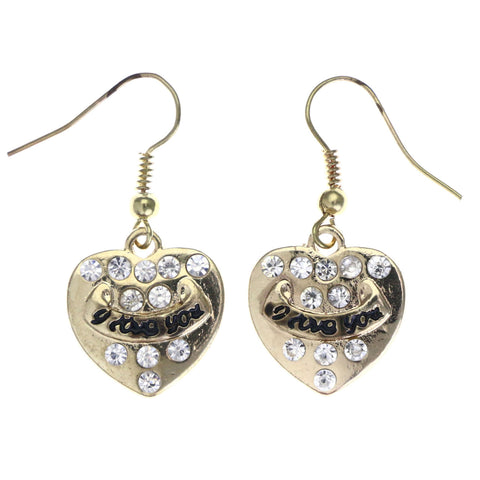 Mi Amore I love You Heart Dangle-Earrings Gold-Tone & Black