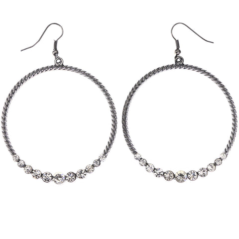 Mi Amore Textured Dangle-Earrings Silver-Tone
