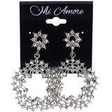 Mi Amore Flower Drop-Dangle-Earrings Silver-Tone