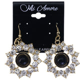 Mi Amore Flower Dangle-Earrings Silver-Tone/Black