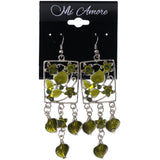 Mi Amore Flower Leaf Dangle-Earrings Yellow & Silver-Tone