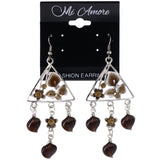 Mi Amore Flower Leaf Dangle-Earrings Silver-Tone & Brown