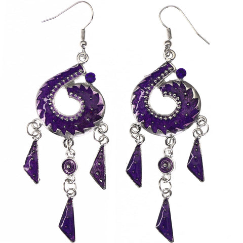 Mi Amore Dangle-Earrings Purple/Silver-Tone