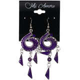 Mi Amore Dangle-Earrings Purple/Silver-Tone