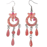 Mi Amore Butterfly Dangle-Earrings Pink/Silver-Tone